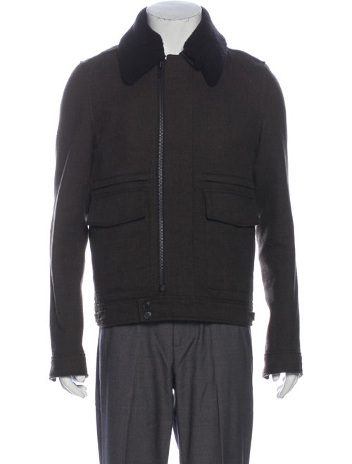 The Kooples Sherpa Trimmed Wool Jacket Green