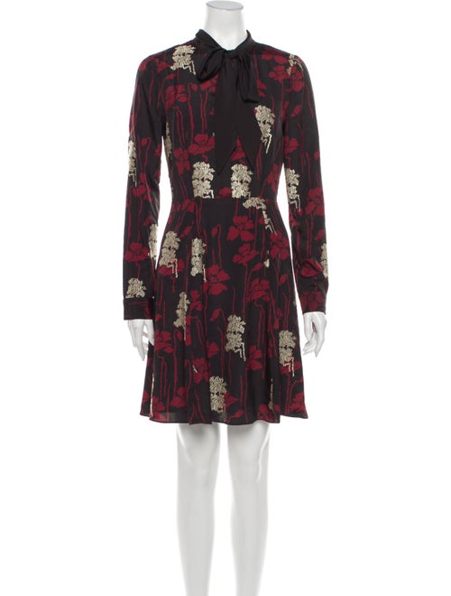 The Kooples Floral Print Mini Dress Black