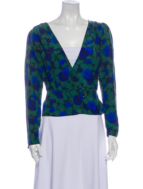 The Kooples Silk Floral Print Blouse Green