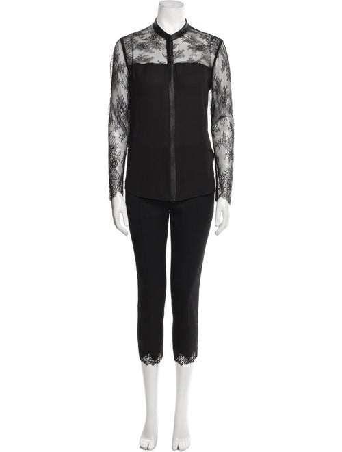 The Kooples Lace Pattern Leather Trim Embellishment Pant Set