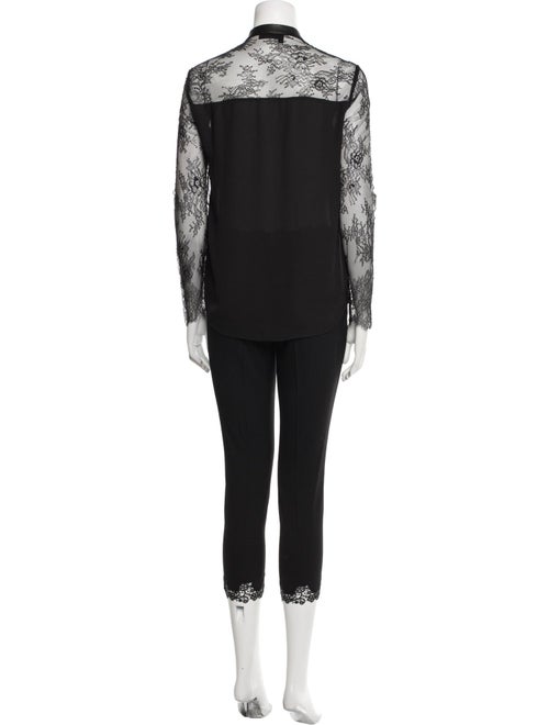 The Kooples Lace Pattern Leather Trim Embellishment Pant Set