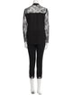 The Kooples Lace Pattern Leather Trim Embellishment Pant Set