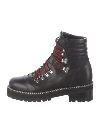 The Kooples Leather Chain-Link Accents Combat Boots