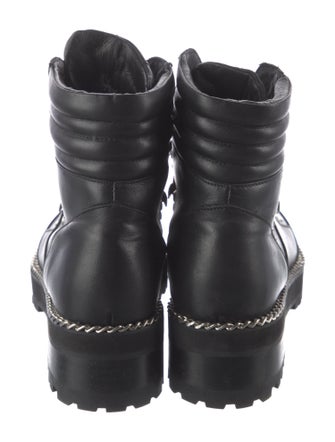 The Kooples Leather Chain-Link Accents Combat Boots