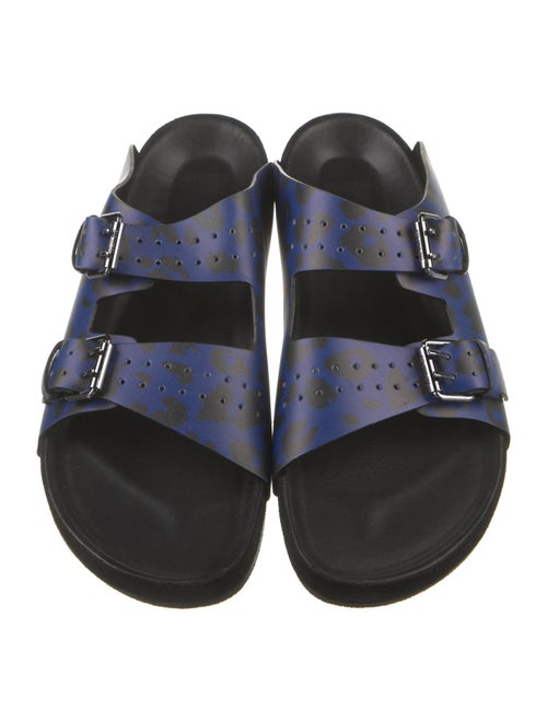 The Kooples Leather Animal Print Slides