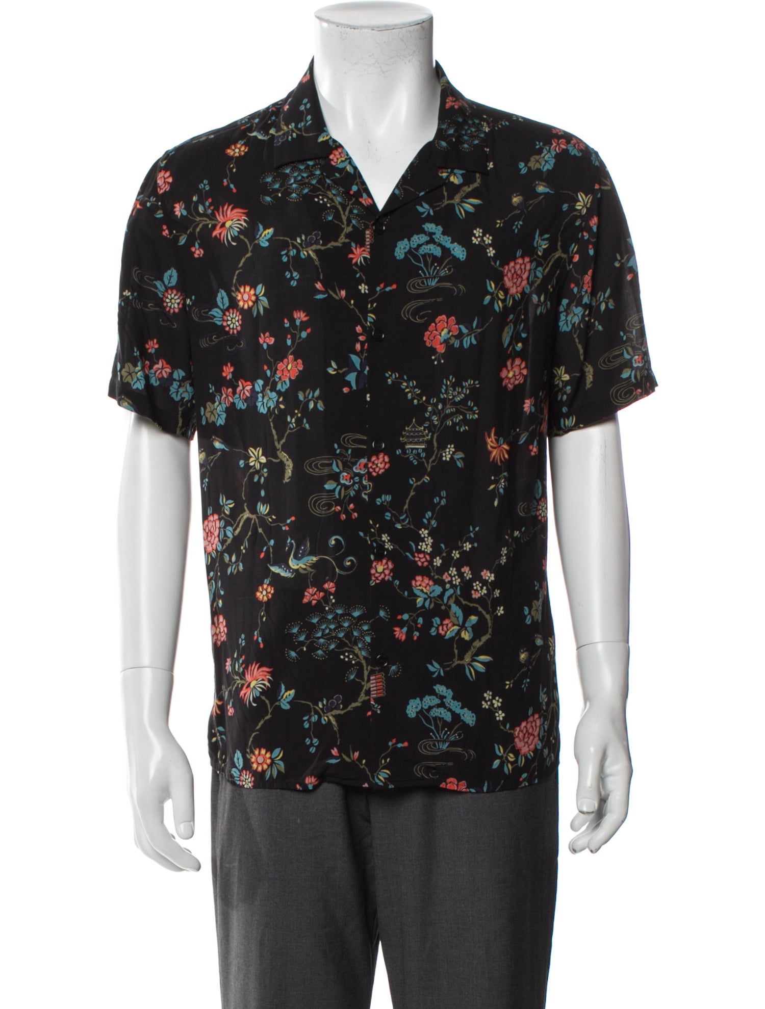 The Kooples Floral Print Short Sleeve Shirt