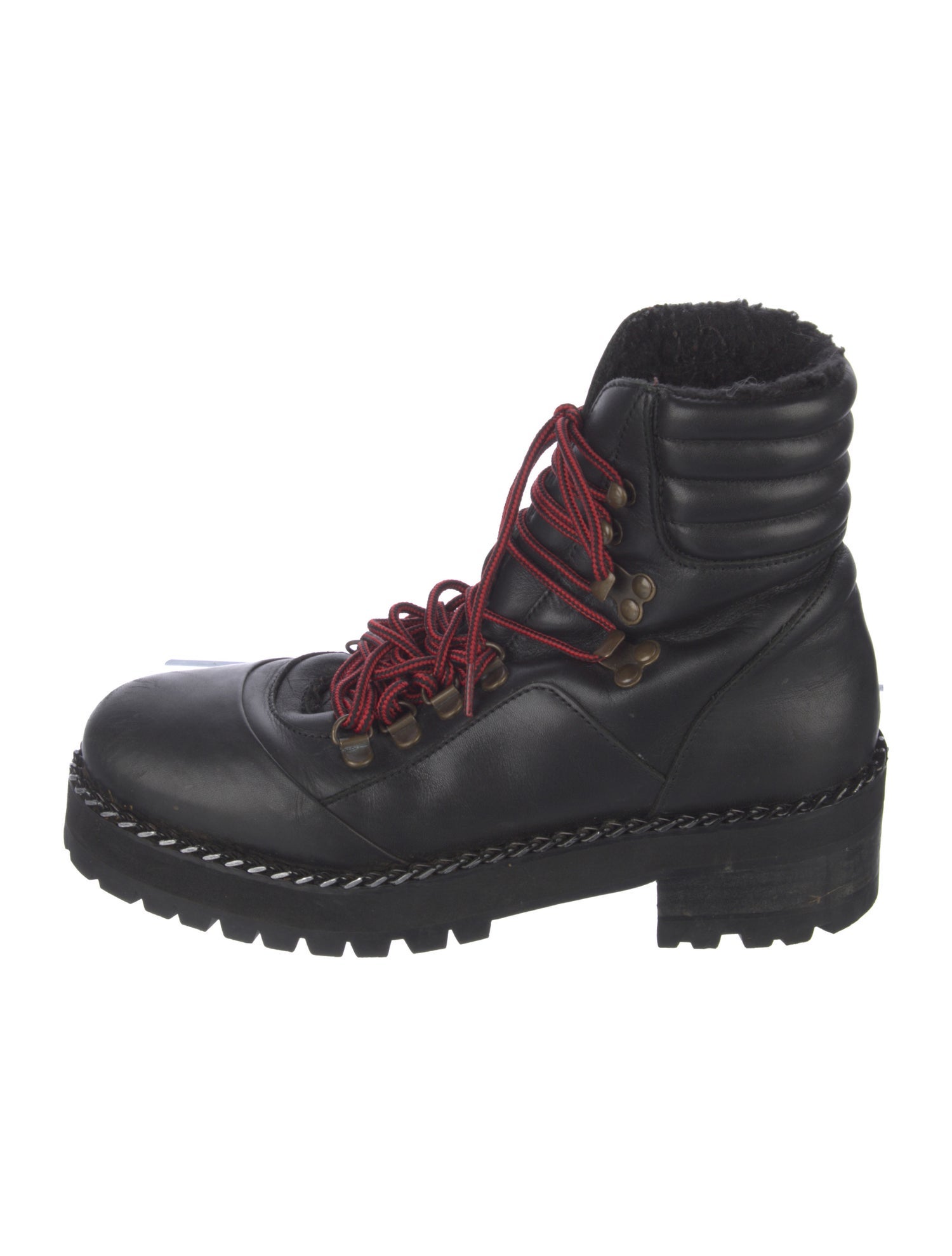 The Kooples Leather Chain-Link Accents Combat Boots