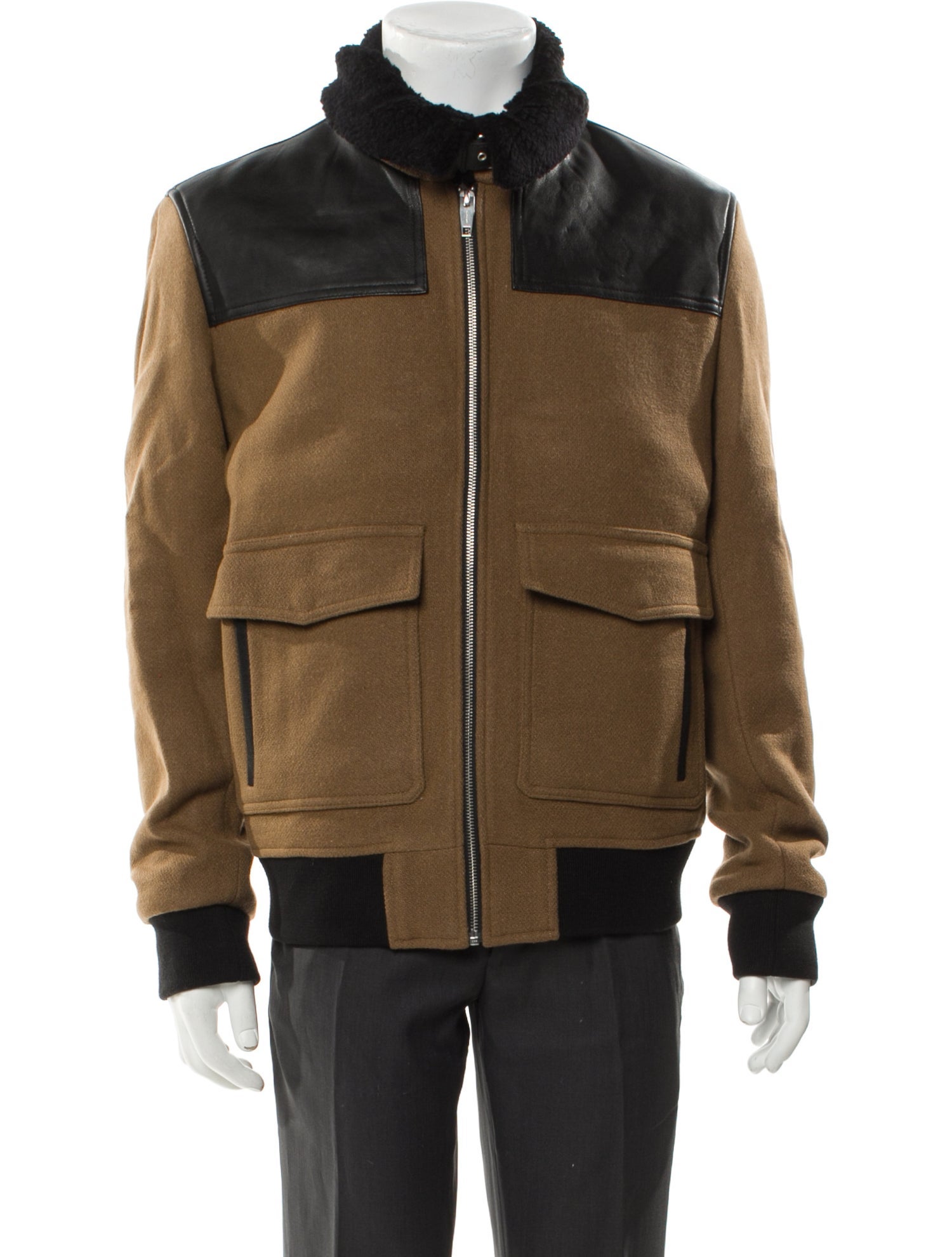 The Kooples Wool Colorblock Pattern Parka