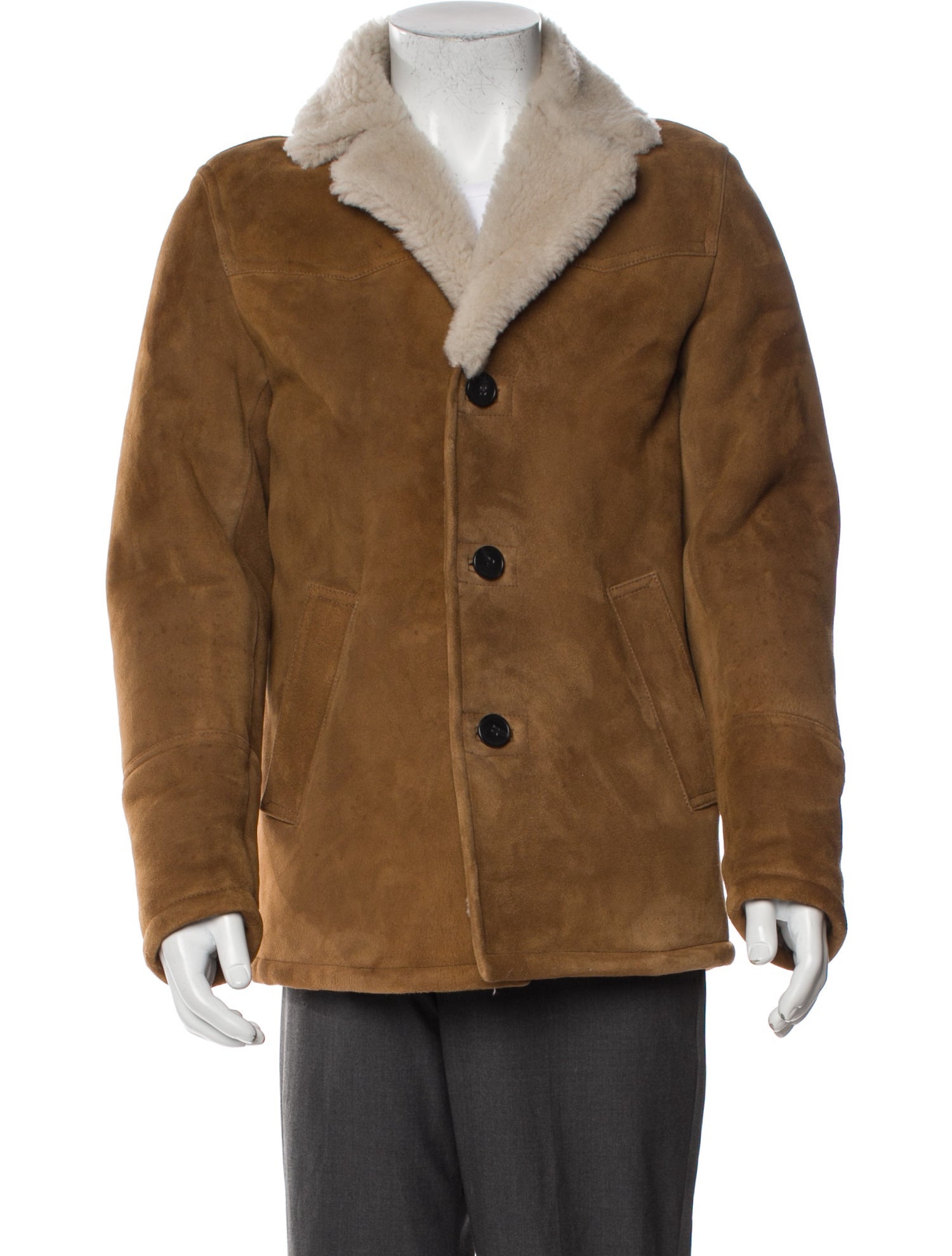 The Kooples Shearling Colorblock Pattern Peacoat