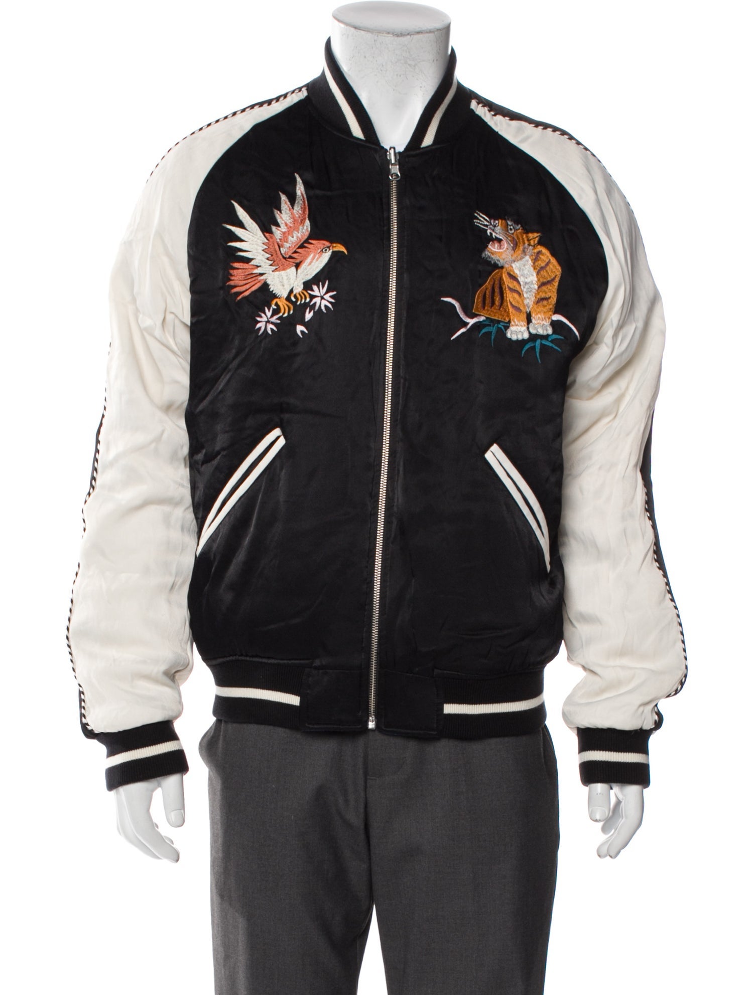 The Kooples Striped Bomber Jacket