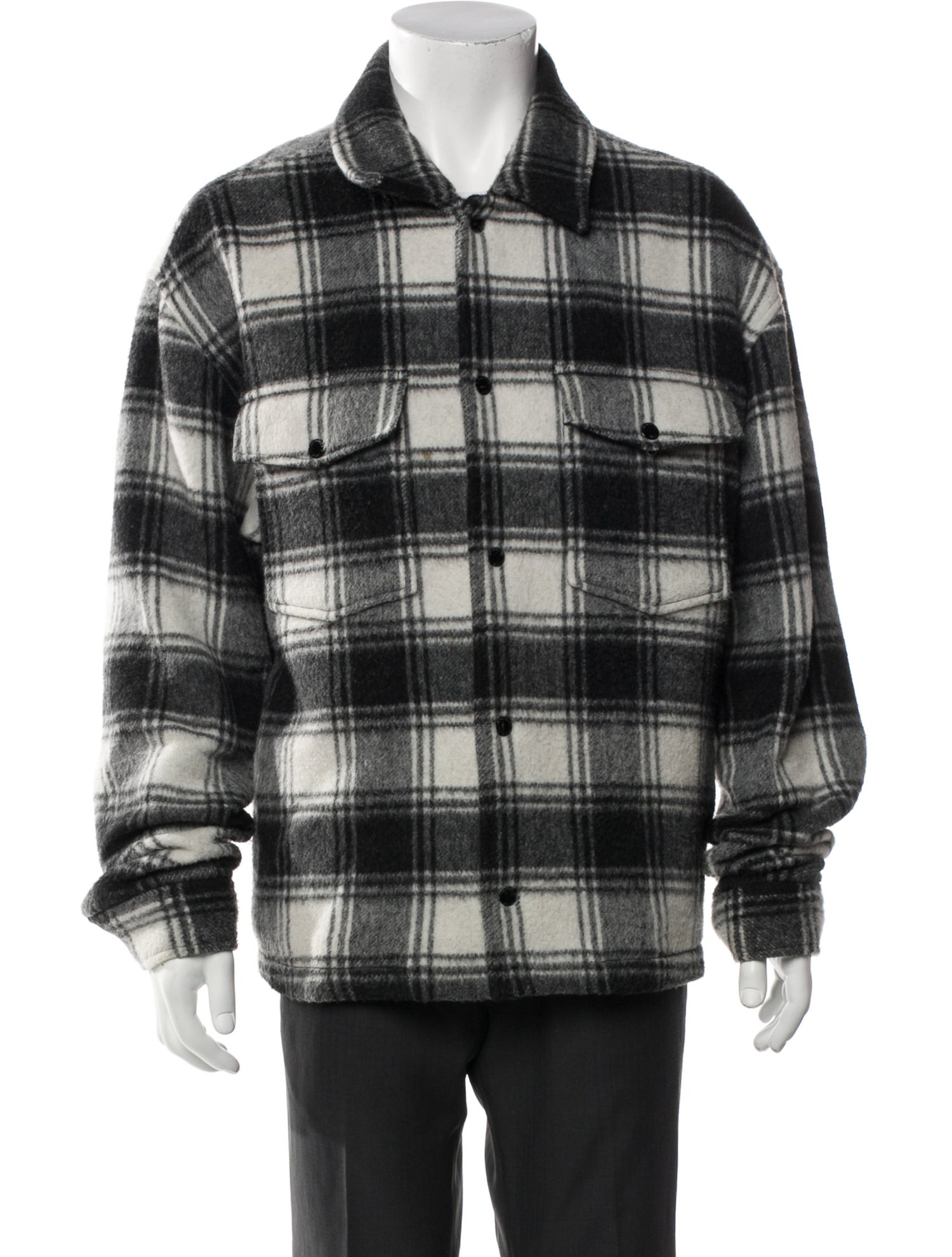 The Kooples Wool Plaid Print Trucker Jacket