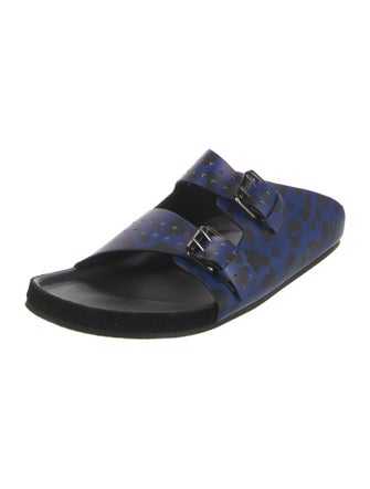 The Kooples Leather Animal Print Slides