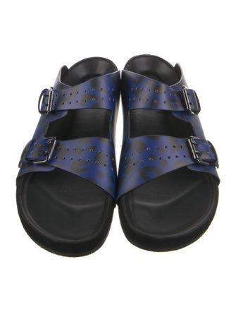 The Kooples Leather Animal Print Slides