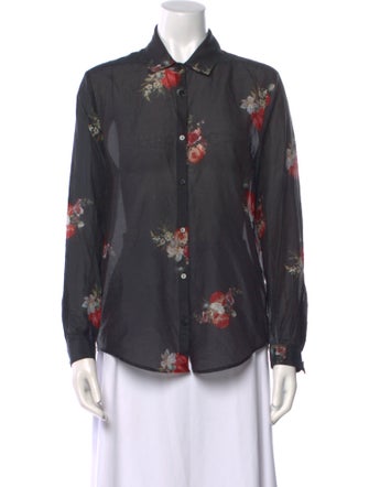 The Kooples Floral Print Long Sleeve Button-Up Top