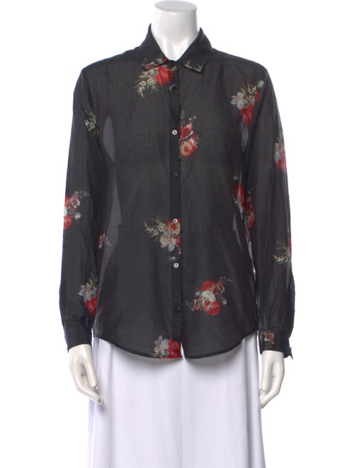 The Kooples Floral Print Long Sleeve Button-Up Top