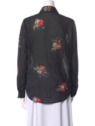 The Kooples Floral Print Long Sleeve Button-Up Top
