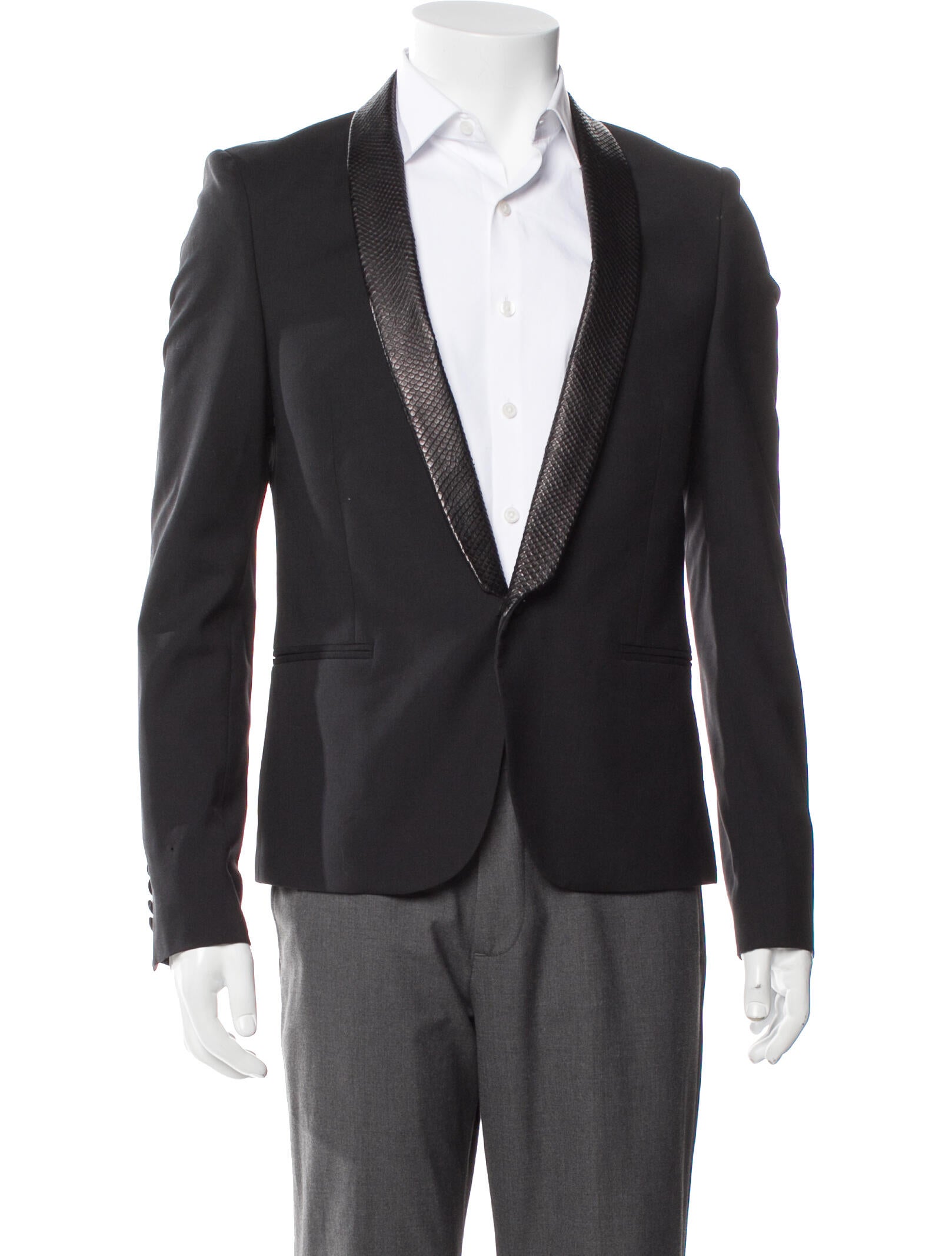 The Kooples Wool Leather Trim Embellishment Blazer