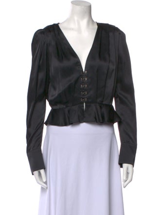 The Kooples Silk V-Neck Crop Top