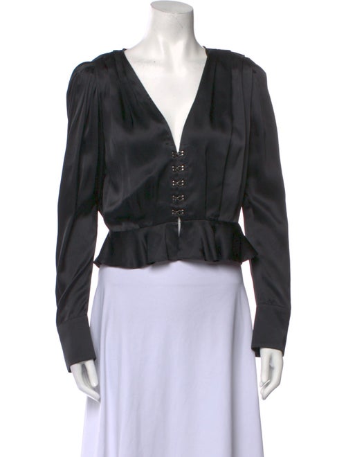 The Kooples Silk V-Neck Crop Top