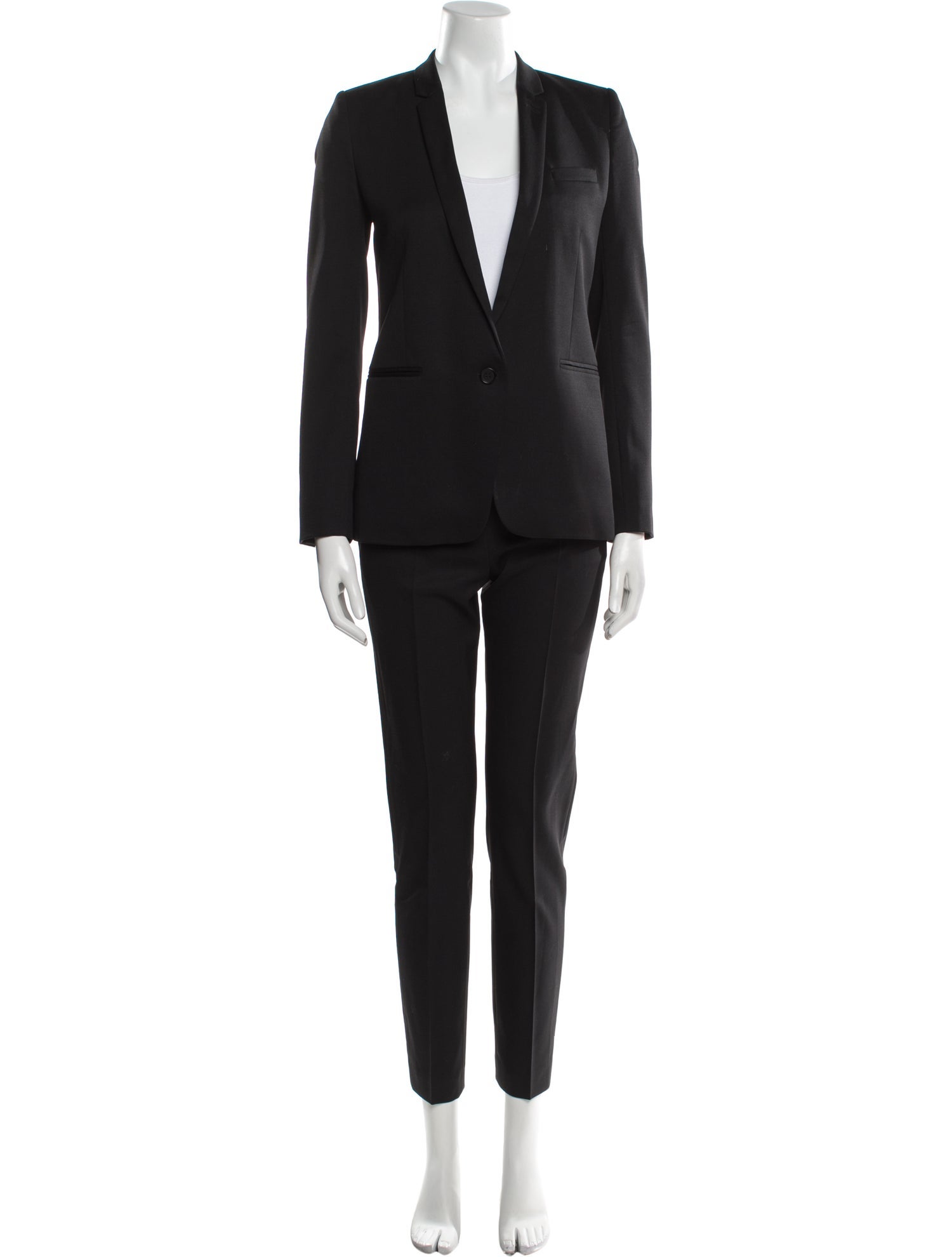 The Kooples Wool Leather Trim Embellishment Pantsuit