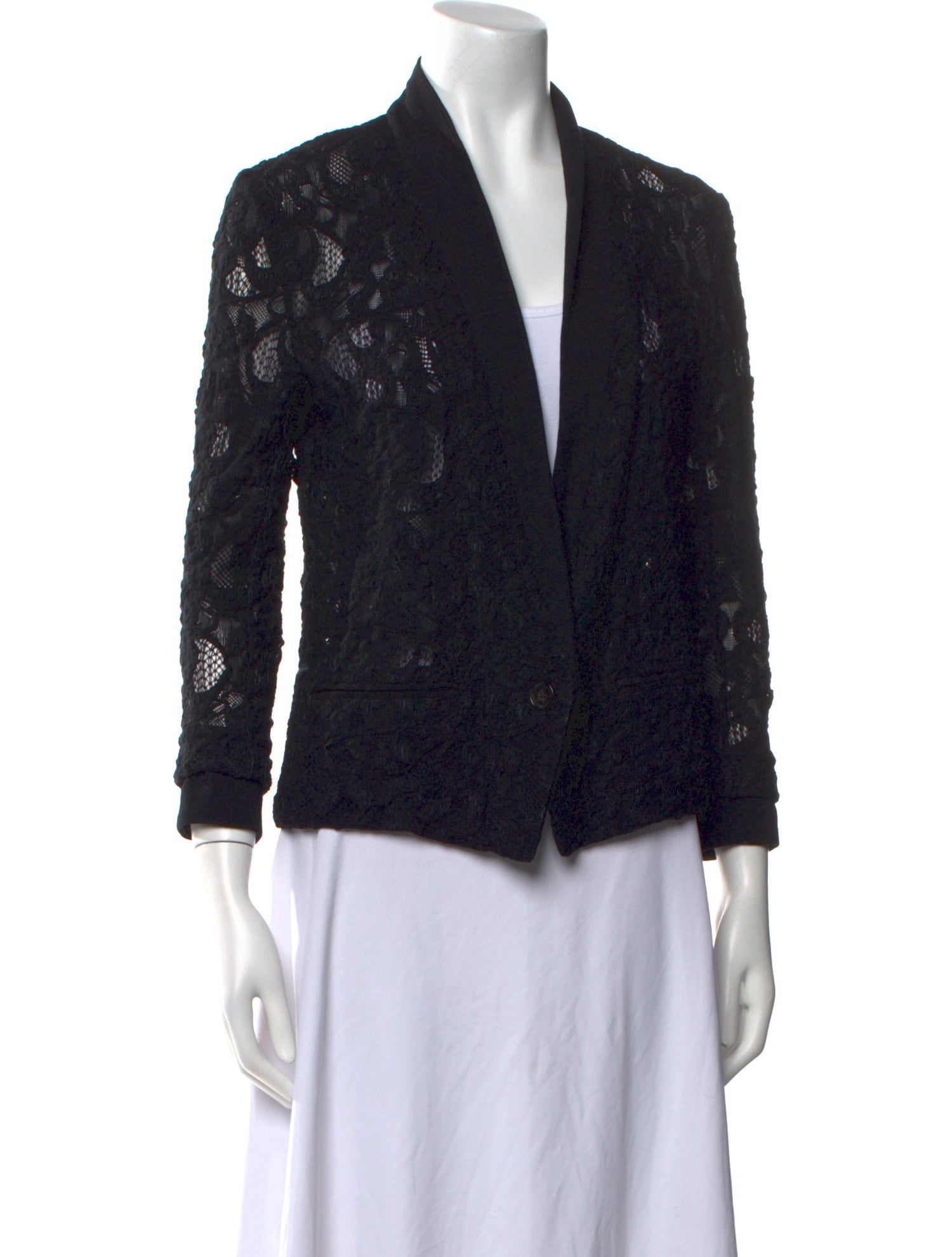 The Kooples Lace Pattern Open Front Sweater