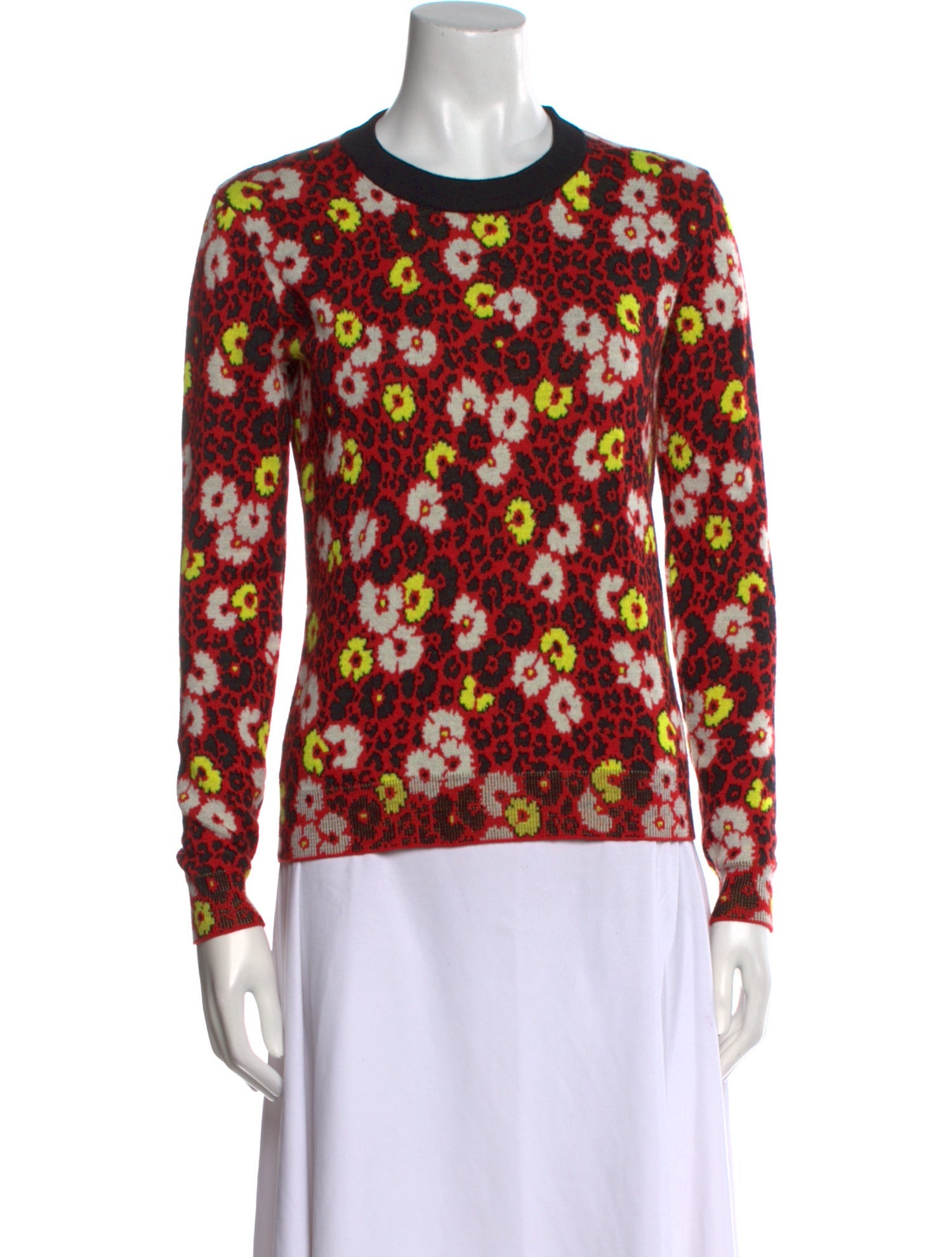 The Kooples Wool Floral Print Sweater