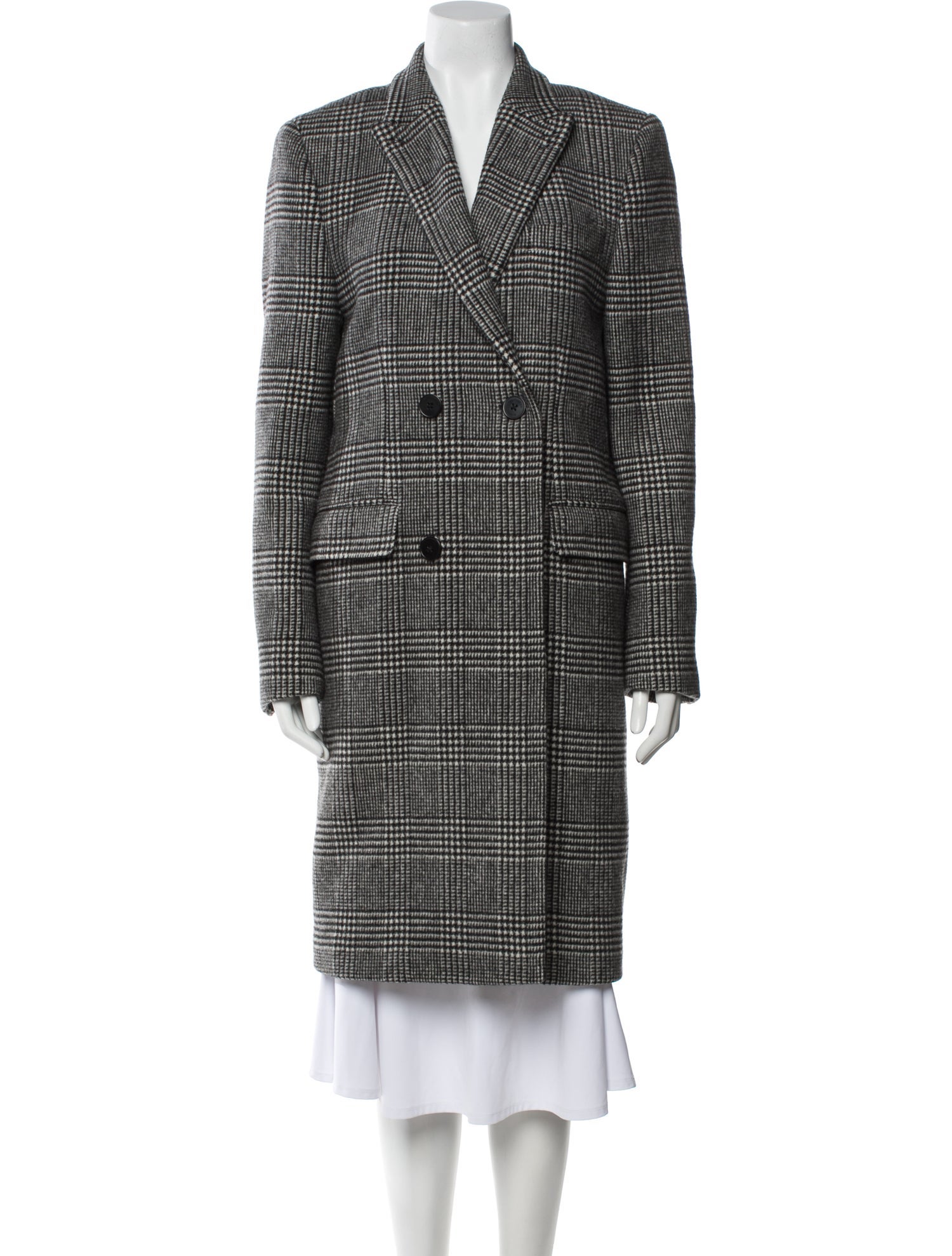The Kooples Wool Plaid Print Peacoat