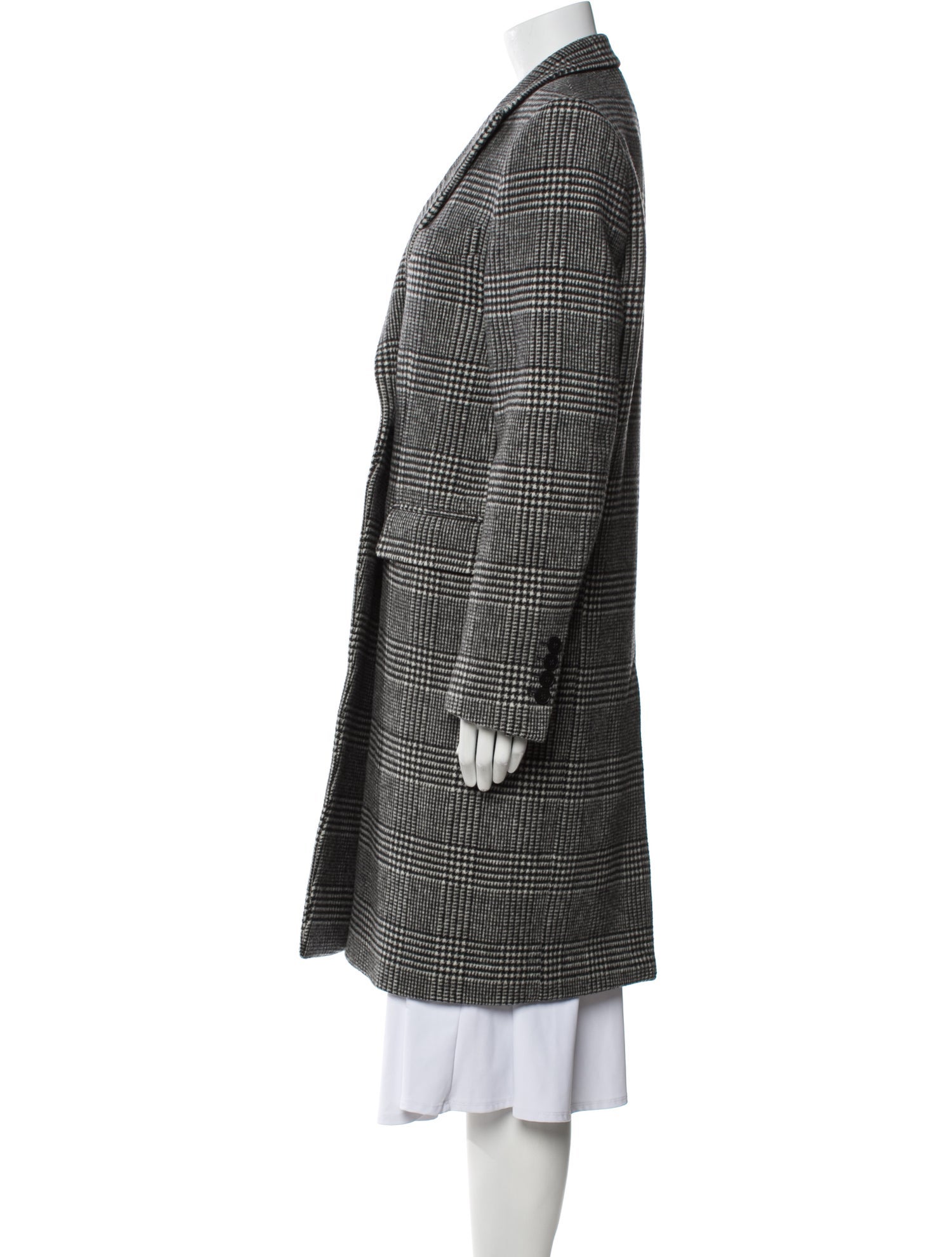 The Kooples Wool Plaid Print Peacoat