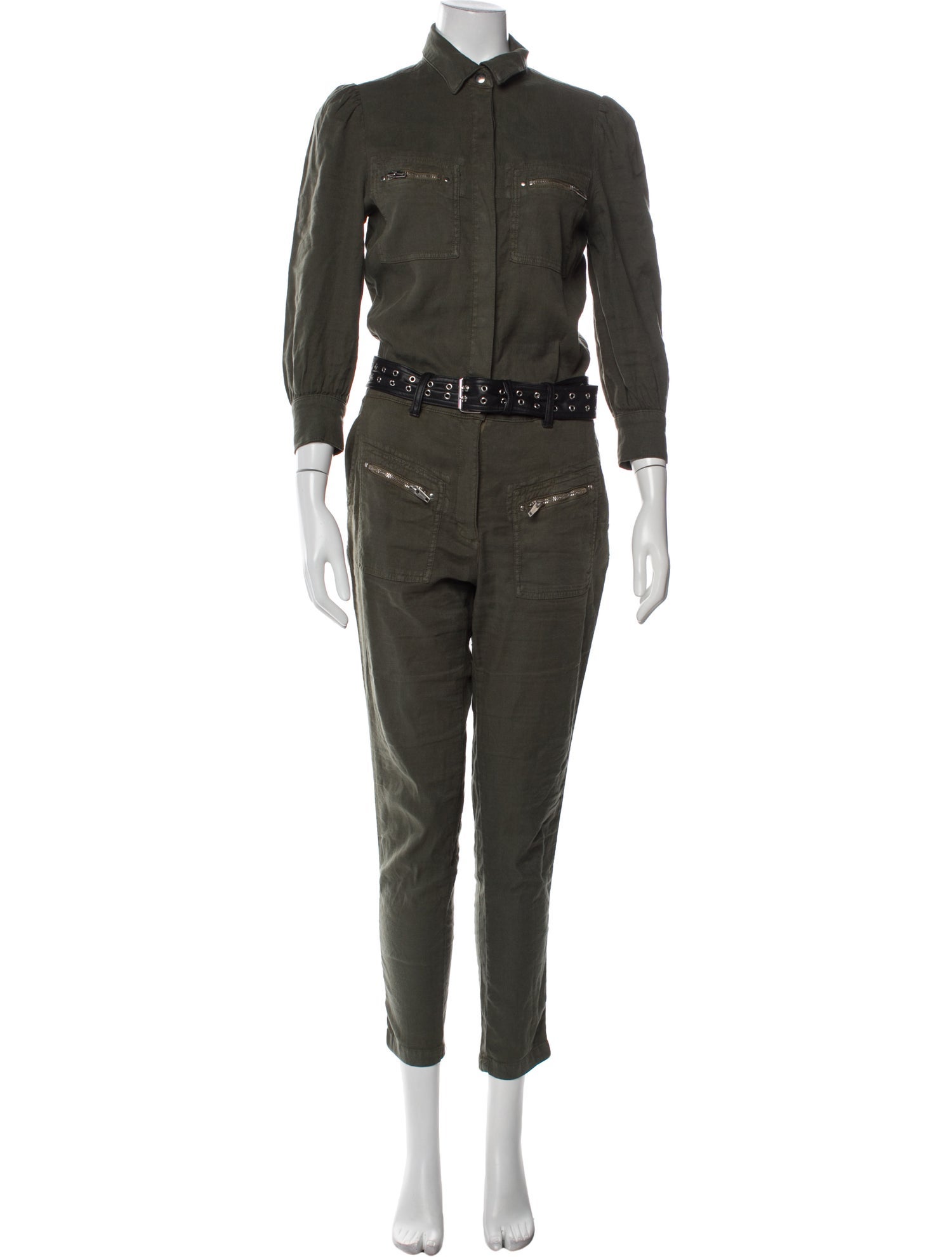 The Kooples Linen Mock Neck Jumpsuit