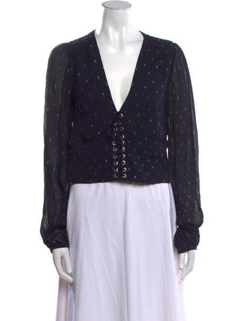 The Kooples Polka Dot Print V-Neck Crop Top