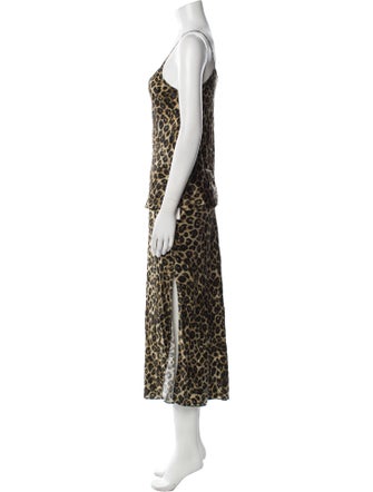 The Kooples Silk Animal Print Skirt Set