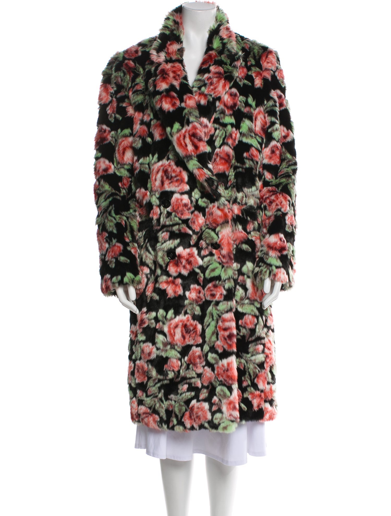 The Kooples Faux Fur Floral Print Faux Fur Coat