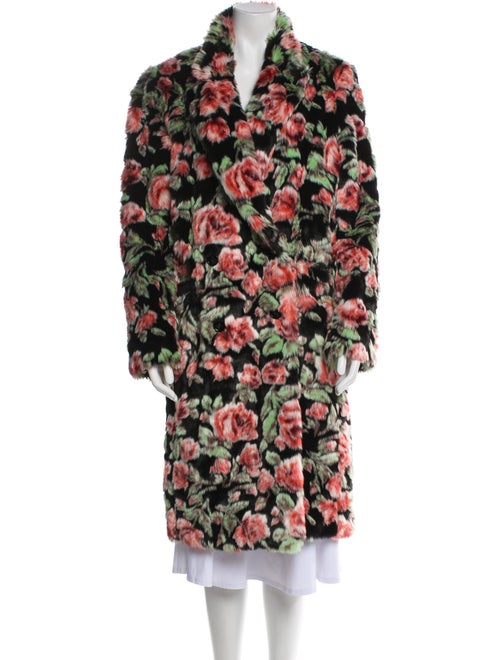 The Kooples Faux Fur Floral Print Faux Fur Coat
