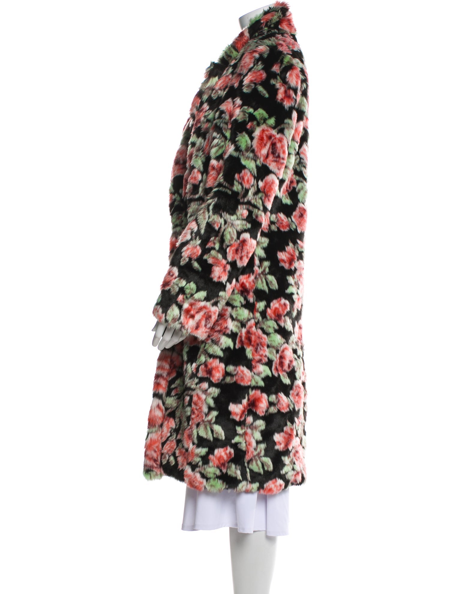 The Kooples Faux Fur Floral Print Faux Fur Coat