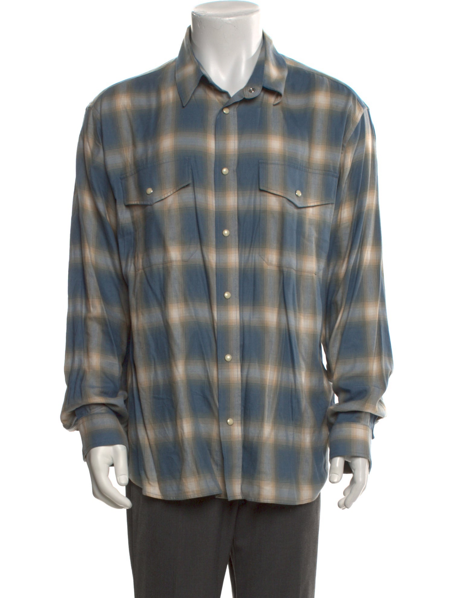 The Kooples Plaid Print Long Sleeve Western Shirt