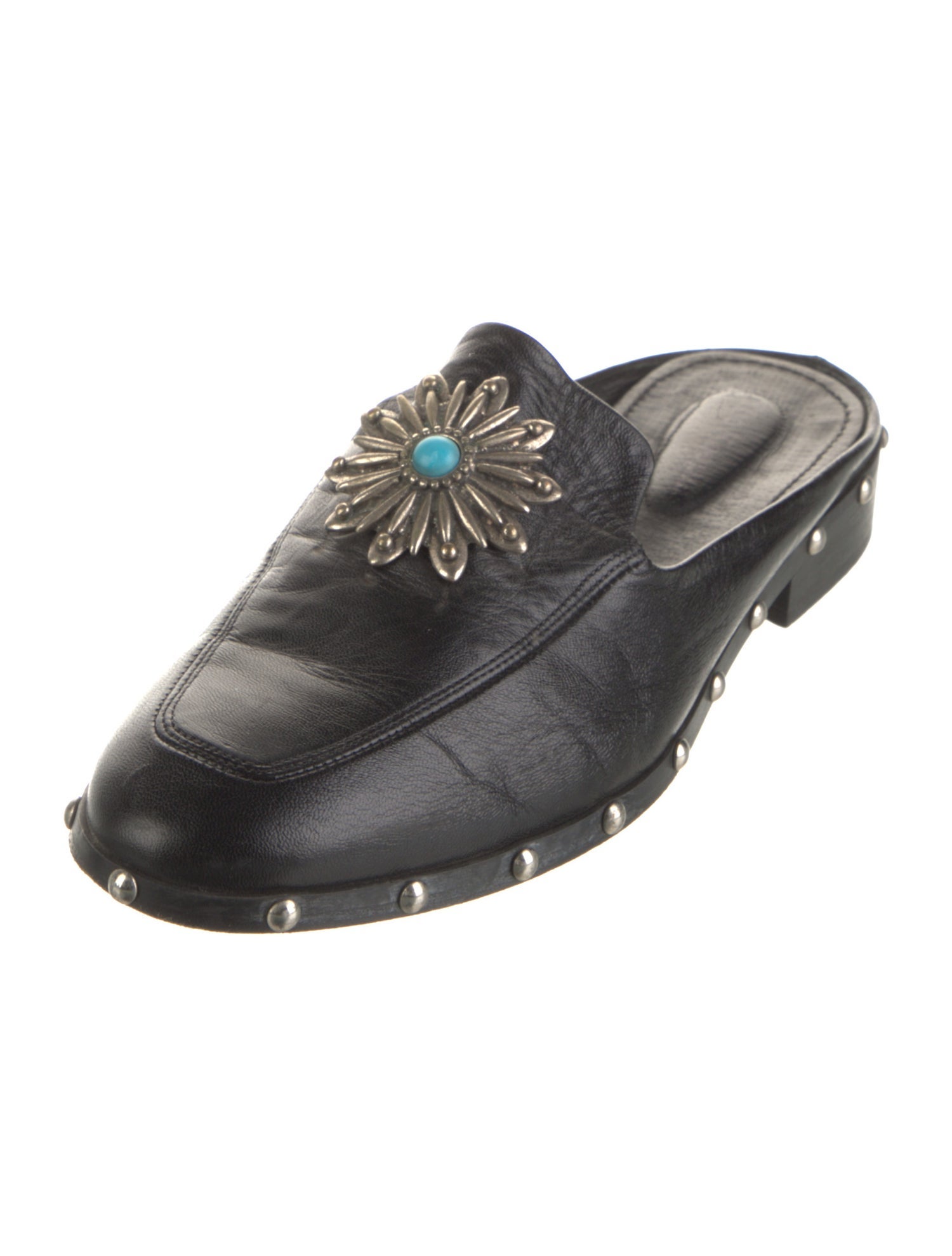 The Kooples Leather Studded Accents Mules