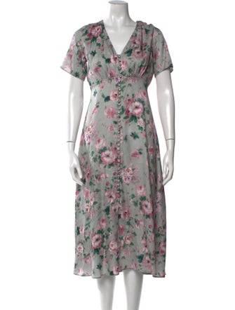 The Kooples Floral Print Midi Length Dress