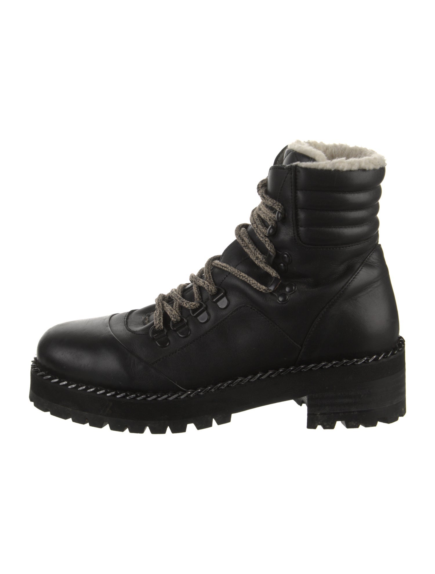 The Kooples Leather Chain-Link Accents Combat Boots