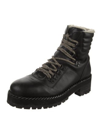 The Kooples Leather Chain-Link Accents Combat Boots