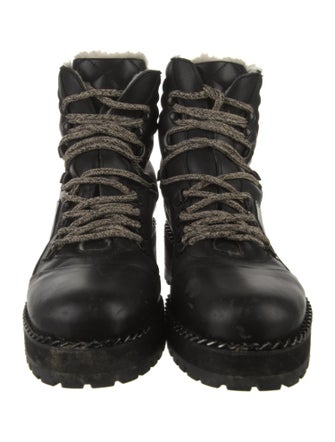 The Kooples Leather Chain-Link Accents Combat Boots