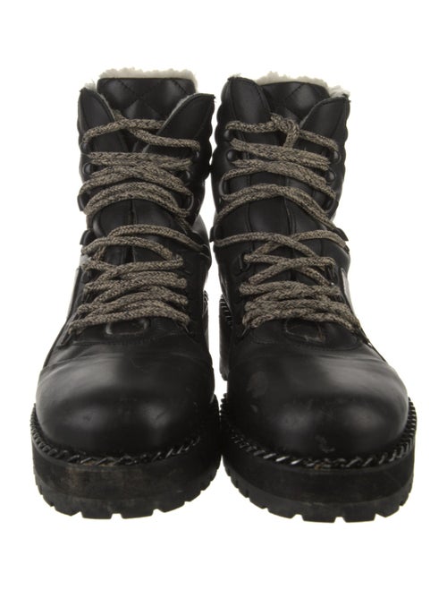 The Kooples Leather Chain-Link Accents Combat Boots