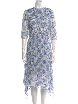 The Kooples Floral Print Midi Length Dress