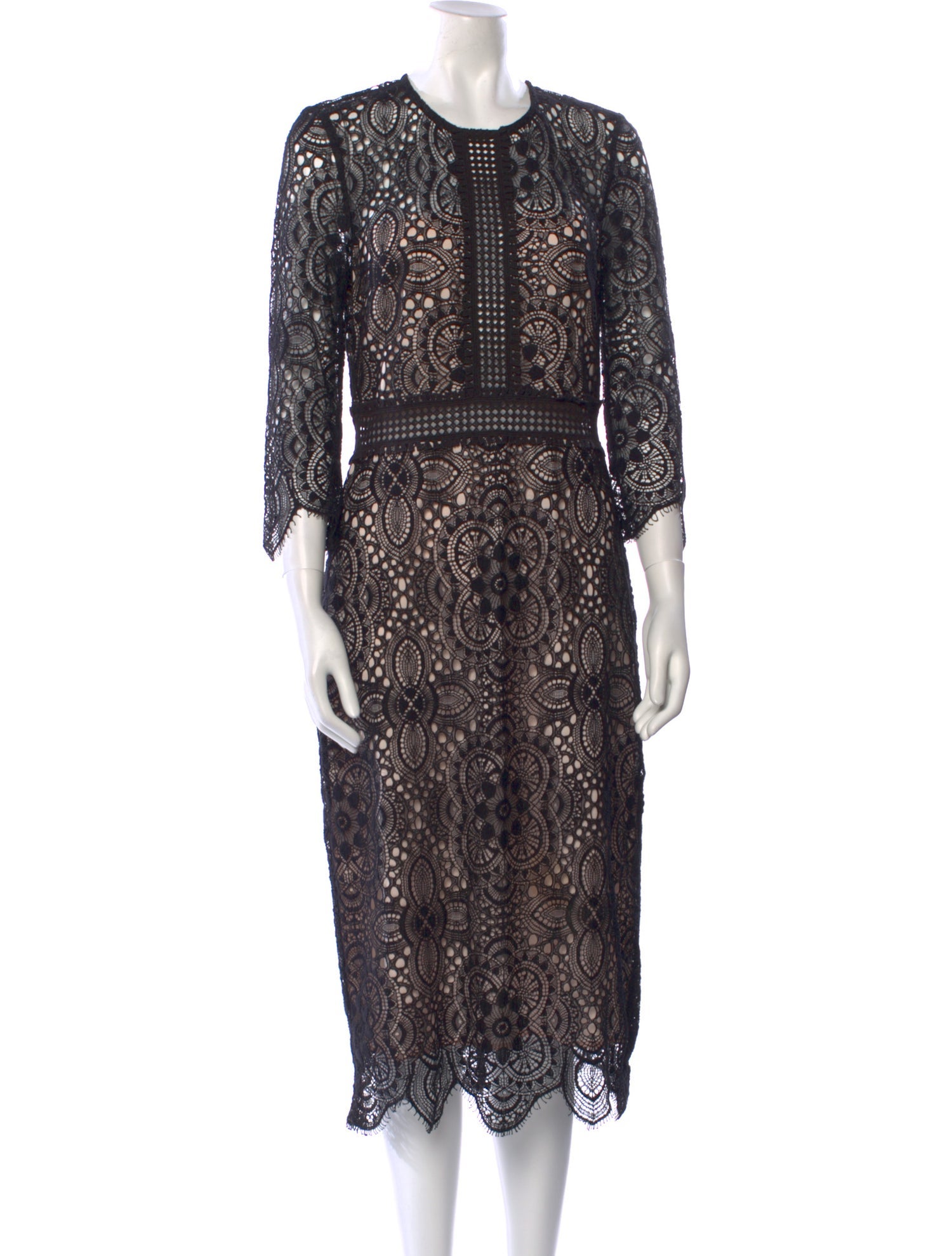 The Kooples Lace Pattern Midi Length Dress