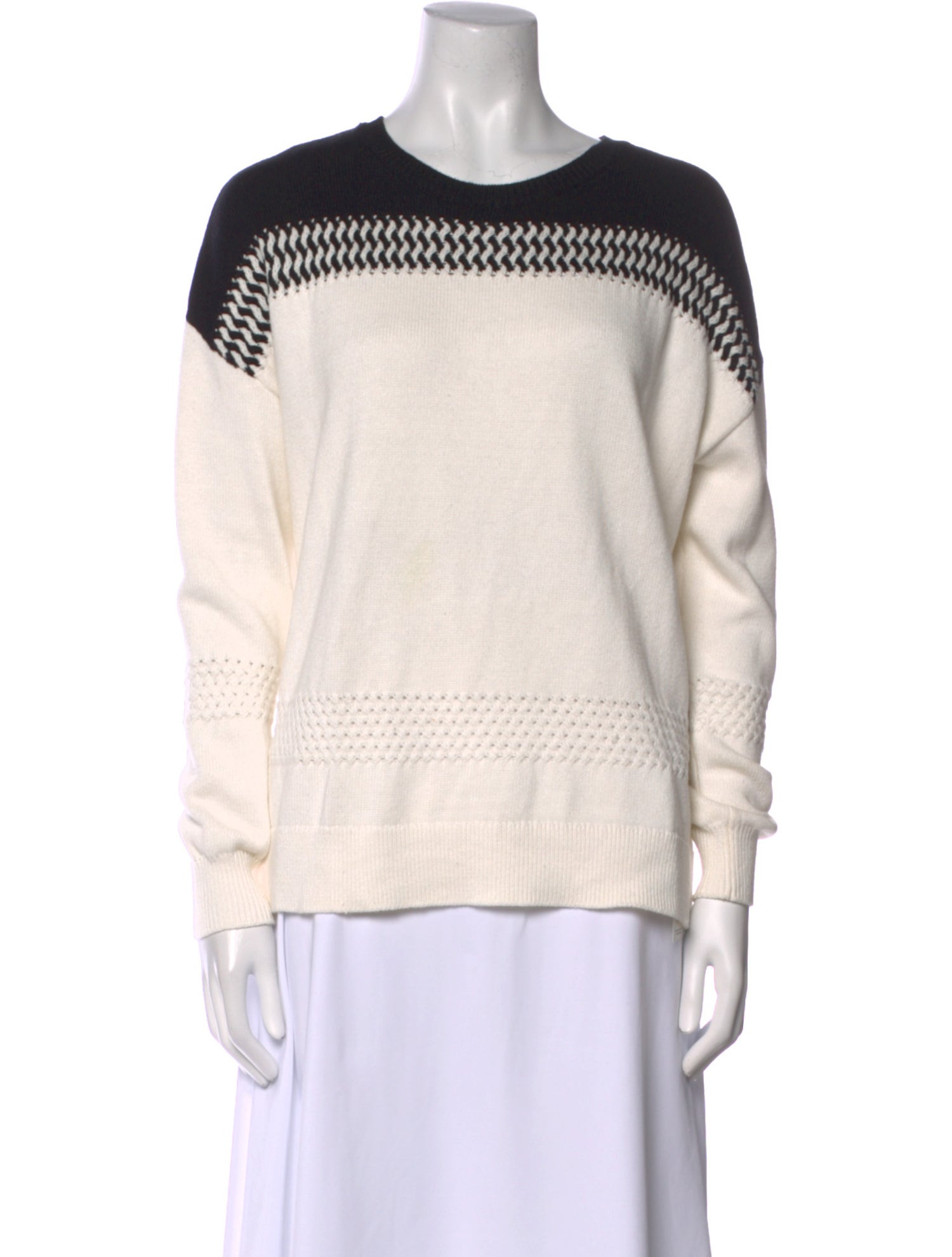 The Kooples Colorblock Pattern Crew Neck Sweater