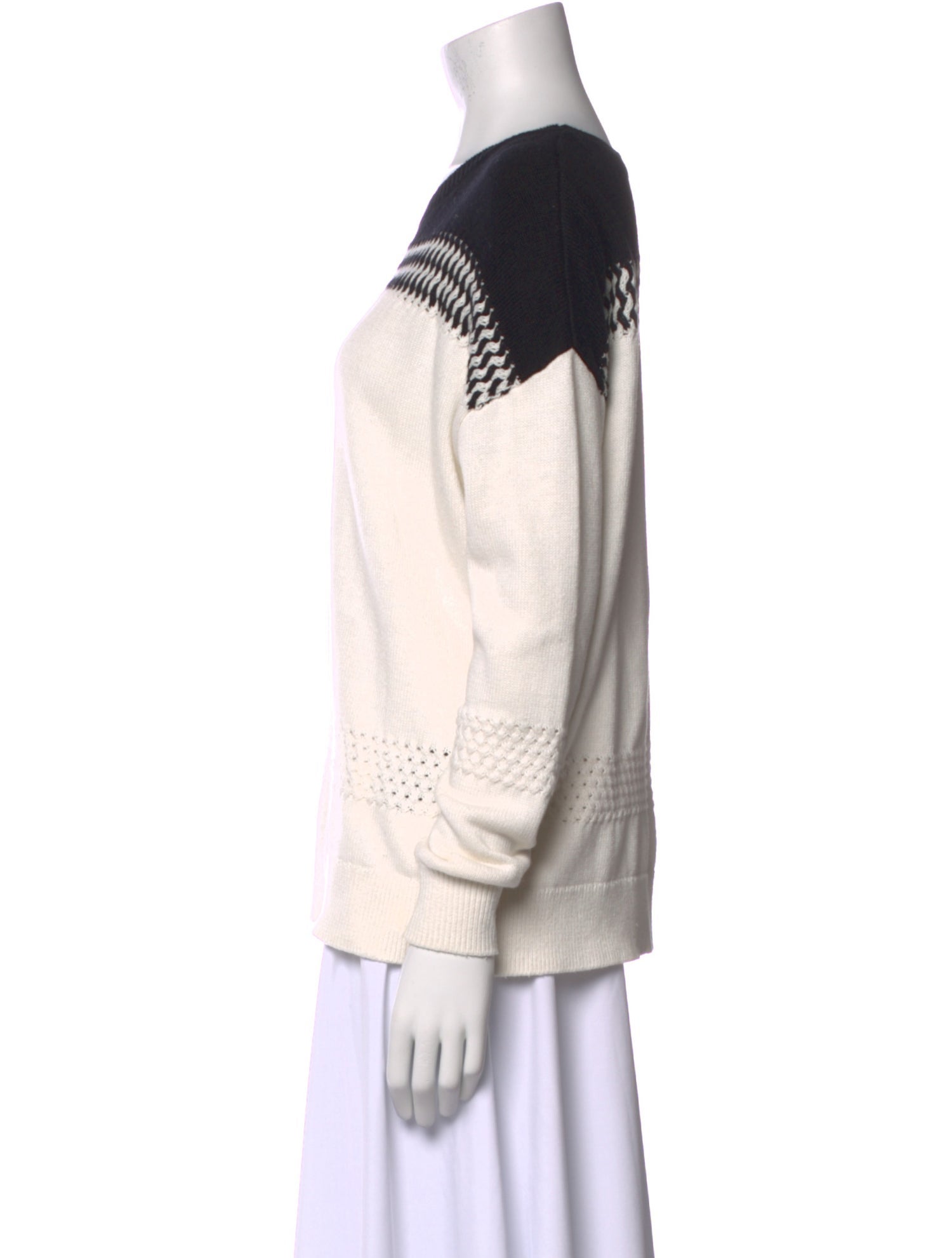 The Kooples Colorblock Pattern Crew Neck Sweater