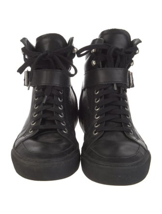 The Kooples Leather Chain-Link Accents Sneakers