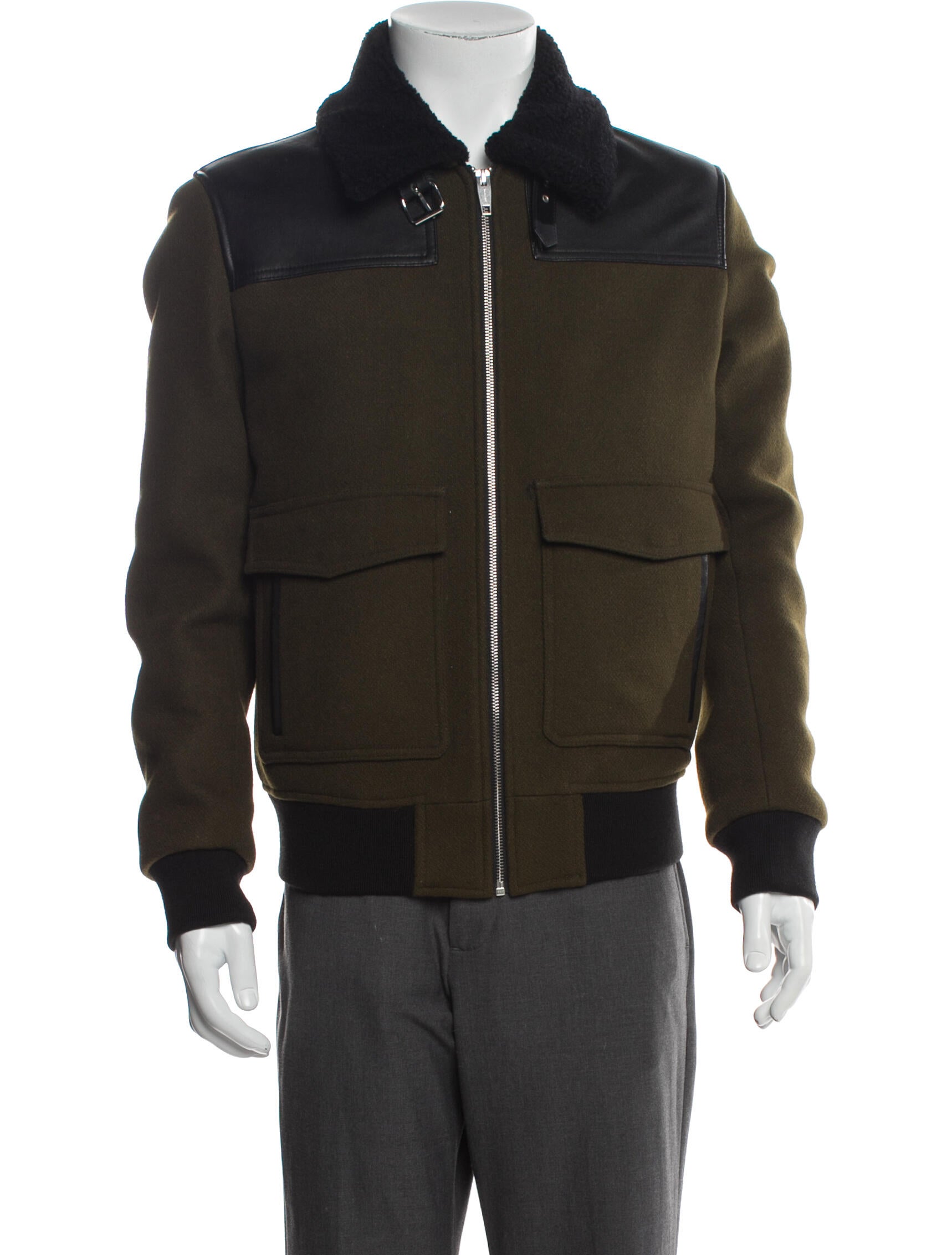 The Kooples Wool Colorblock Pattern Bomber Jacket