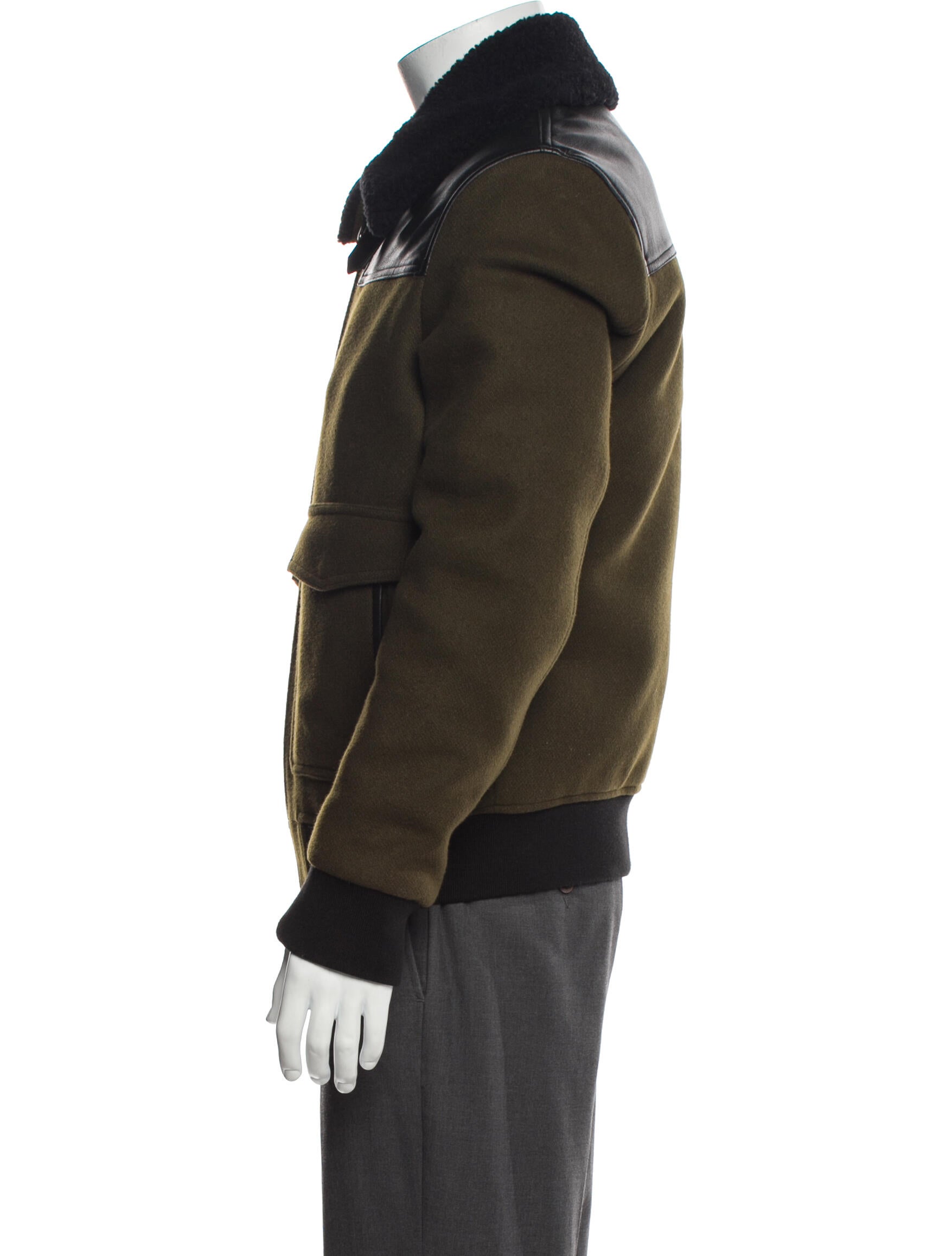 The Kooples Wool Colorblock Pattern Bomber Jacket