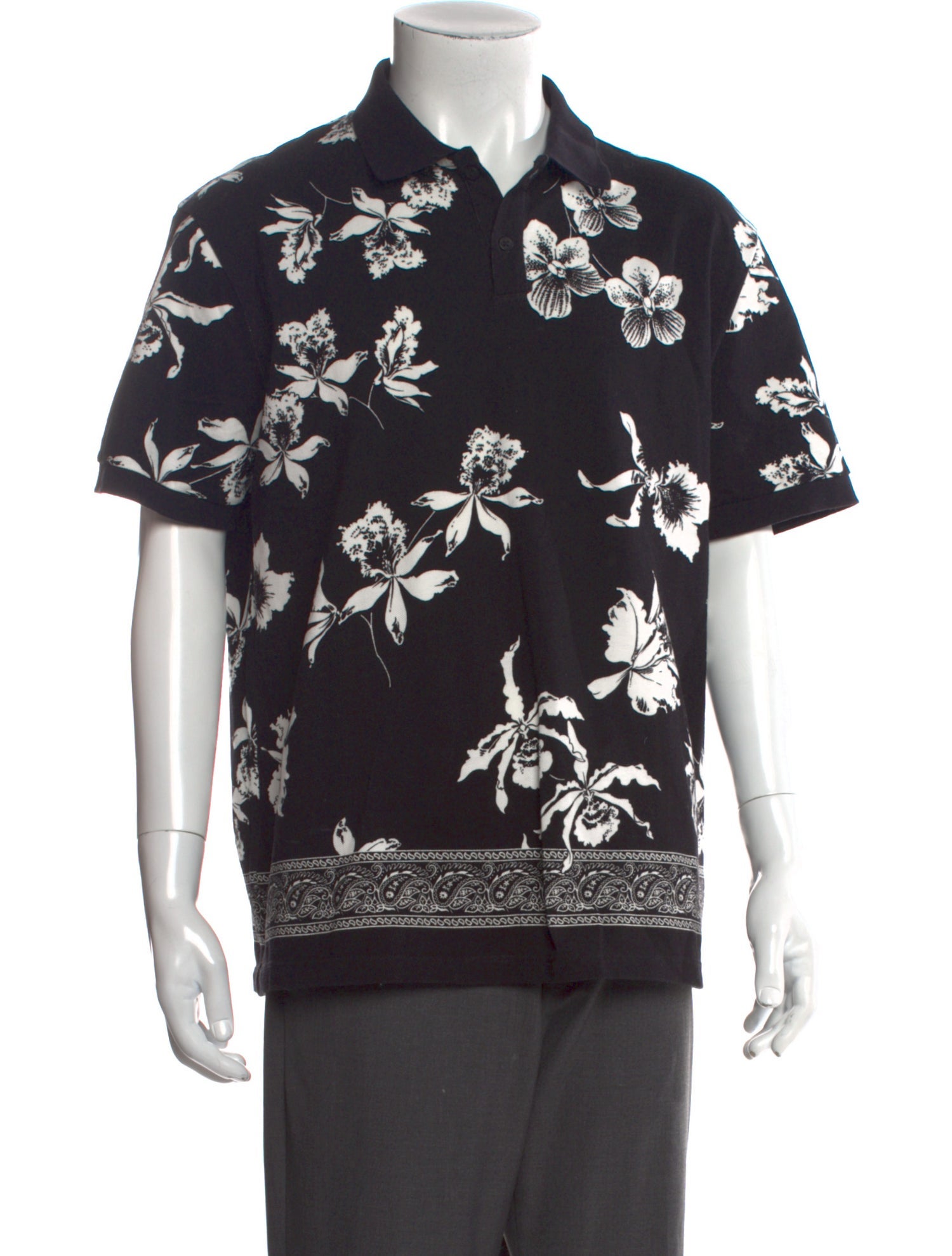 The Kooples Floral Print Collar Polo Shirt