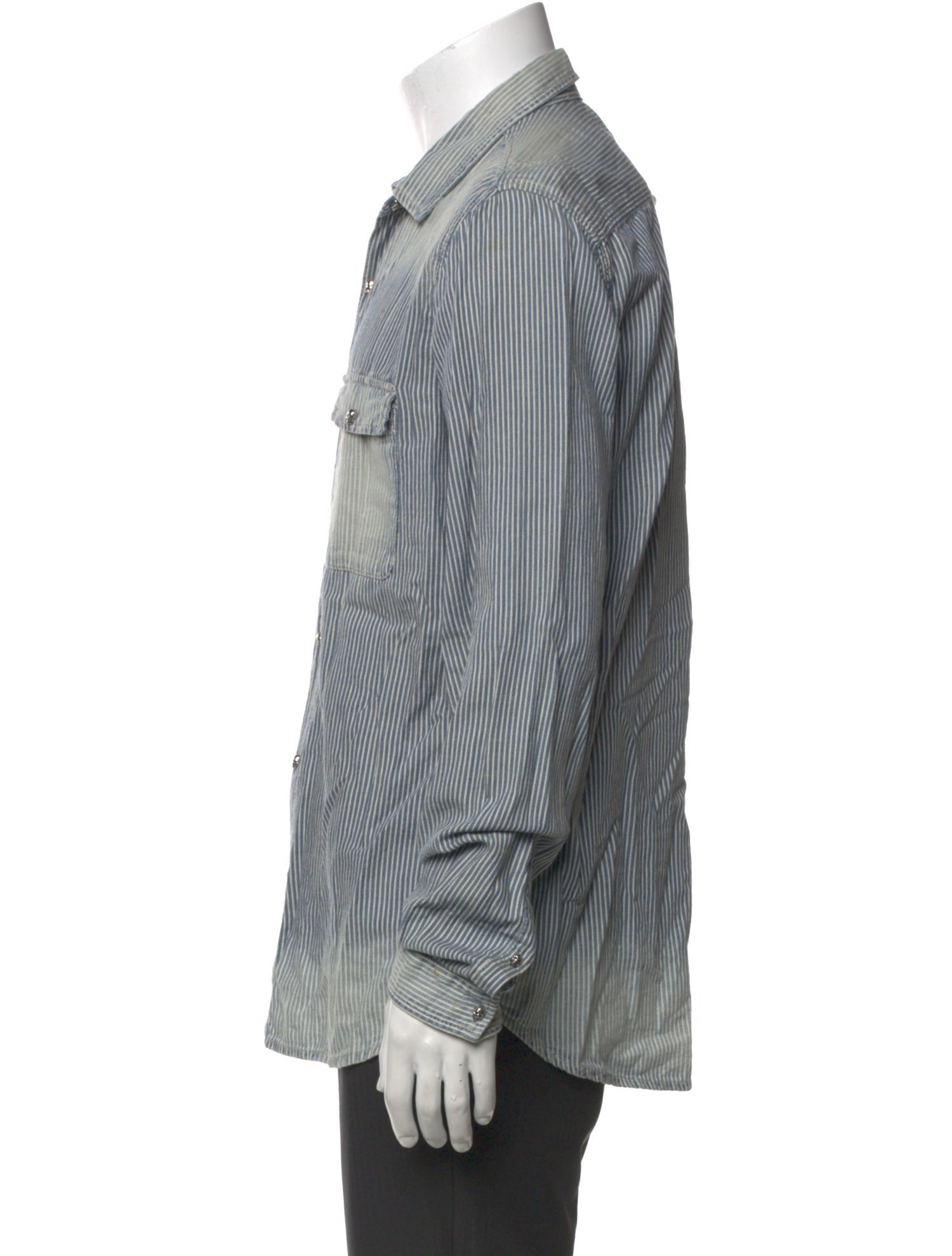 The Kooples Striped Long Sleeve Denim Shirt